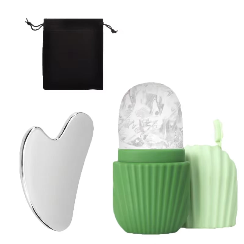 1/3PCS Ice Face Roller Stainless Steel Gua Sha Board Set Facial Massager Face Massage Roller Face Lifting Beauty Skin Care Tools