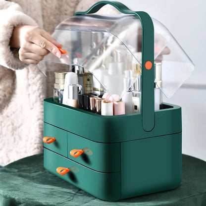 1Pc Cosmetics Receiving Box Dust-Proof Desktop Makeup Organizer with Drawer for Skin Care Products Household Storage Box Shelf