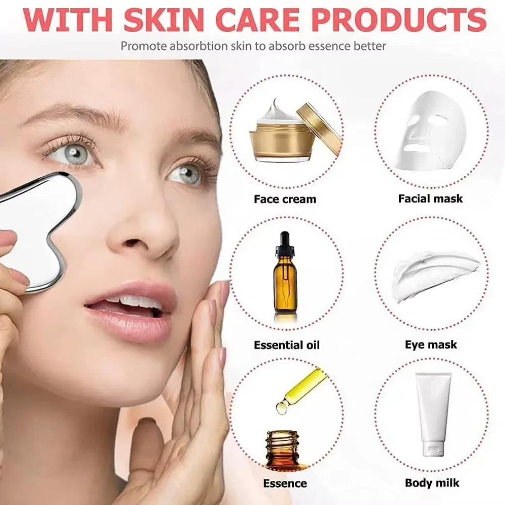 1/3PCS Ice Face Roller Stainless Steel Gua Sha Board Set Facial Massager Face Massage Roller Face Lifting Beauty Skin Care Tools